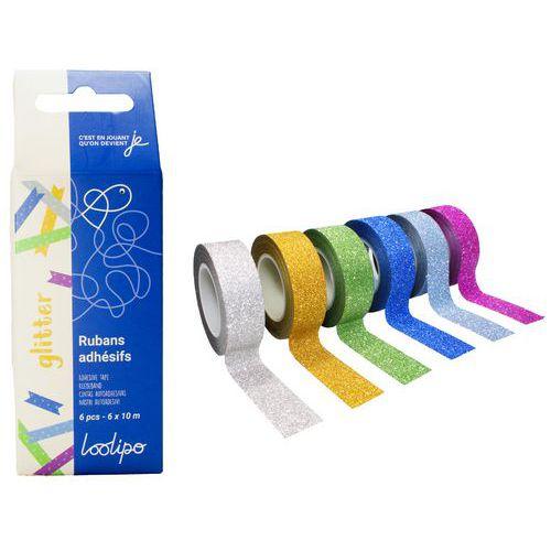Illustration de : Lot 6 rouleaux ruban adhésif pailletés - Loolipo