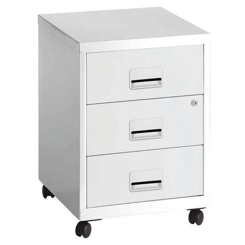 Caisson mobile métal 3 tiroirs Blanc thumbnail image 1