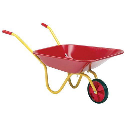 Illustration de : Brouette enfant 25L/20Kg Cuve métal roue caoutchouc