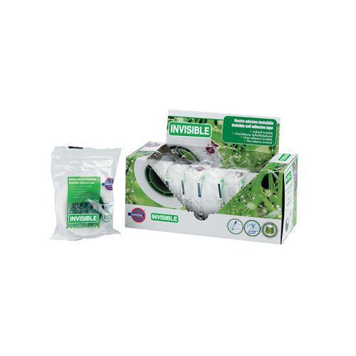 Illustration de : Lot 8 rouleaux adhésifs 19 mm x 33m invisible et dévidoir