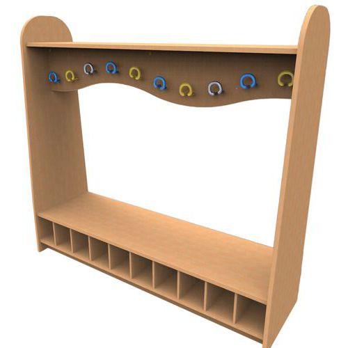 Illustration de : Banc vestiaire - Caisson coloris: Hêtre