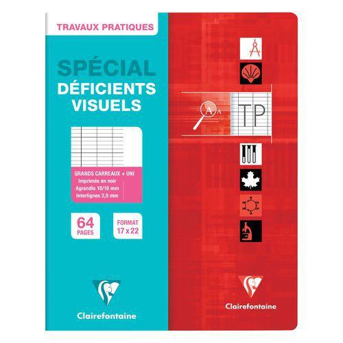 Illustration de : Cahier TP pour déficients visuels seyes 17 x 22 cm - Clairefontaine