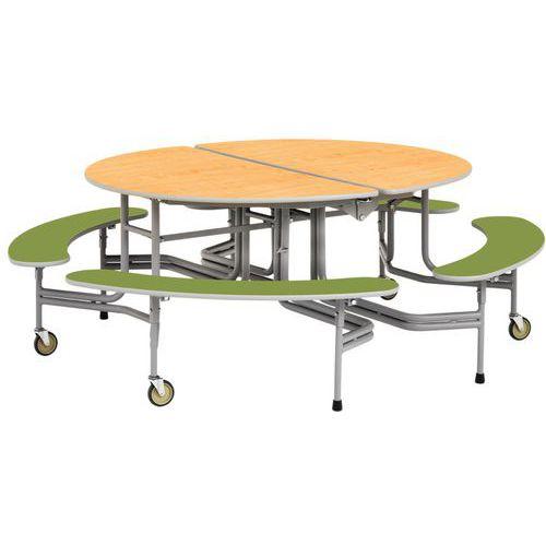 Illustration de : Tables mobile ovale 4 bancs 8 assises - Sico