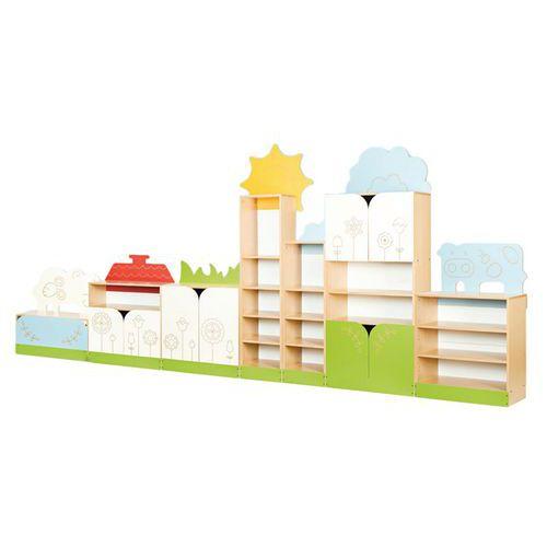 Illustration de : Ensemble de meubles de rangement - ferme