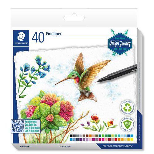 Illustration de : Etui carton 40 feutres triplus® fineliner 334 assortis - Staedtler