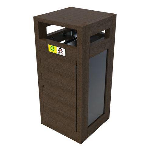 Poubelle Canopée vigipirate tri 2 x 60 L plexi protège pluie portes sac - marron thumbnail image 1