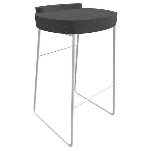 Tabouret POLO assise Gris souris pied Blanc thumbnail image 1