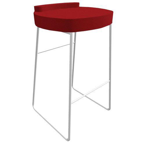Tabouret POLO assise Groseille pied Blanc thumbnail image 1