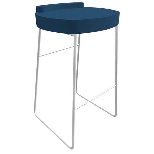 Tabouret POLO assise Pétrole pied Blanc thumbnail image 1