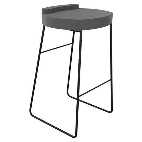 Tabouret POLO assise Gris souris pied Noir thumbnail image 1