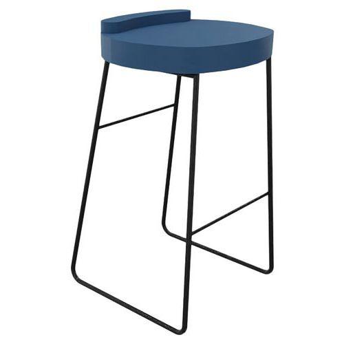 Tabouret POLO assise Pétrole pied Noir thumbnail image 1