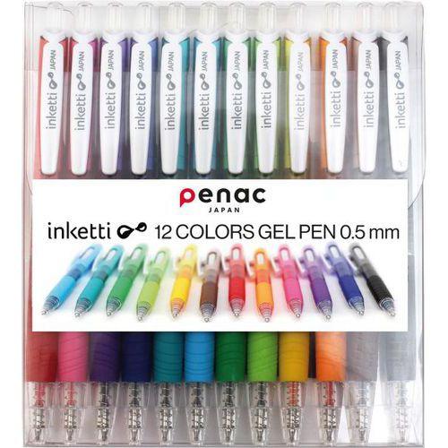 Illustration de : 12 stylos gel rétractables pointe 0,5 mm coloris assortis - Penac
