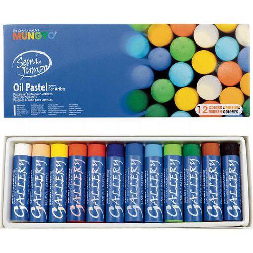 Illustration de : Boite 12 pastels extra-large Ø18 mm longueur 60 mm jumbo - Mungyo