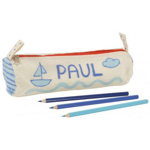 Illustration de : Trousse ronde coton Ø7cm L23cm