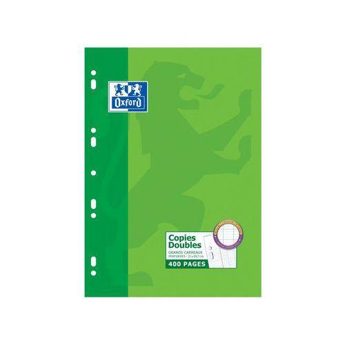 Illustration de : Etui vert 100 copies doubles A4 blanc perforées seyès - Oxford