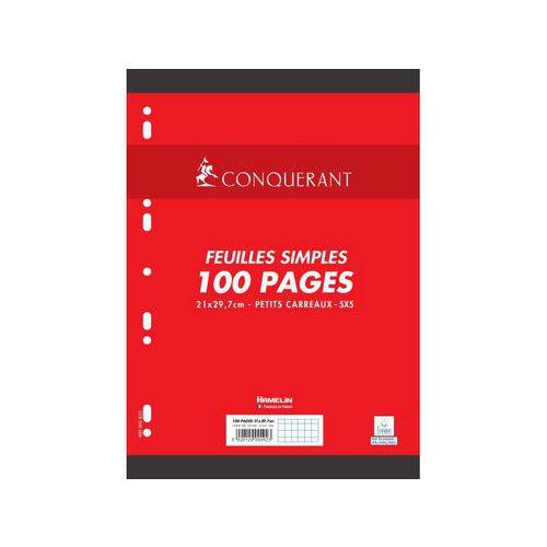 Illustration de : 50 feuilles simples A4 90g blanc 5x5 sous film - Conquérant