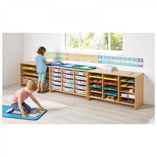 Illustration de : Meuble d'activités 15 cases teinte hêtre - Nathan