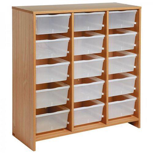 Illustration de : Meuble haut 15 bacs incolores teinte hêtre - Nathan