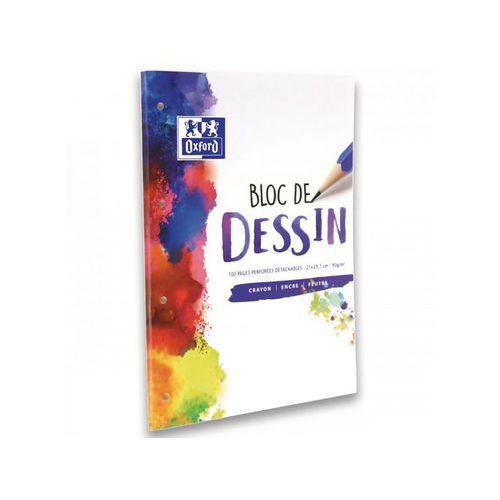 Illustration de : Bloc-notes dessin 100 pages A4 uni blanc collé côté - Oxford