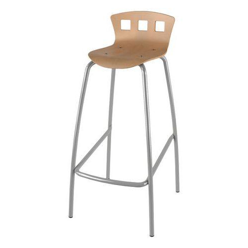 Tabouret 4 pieds hauteur 80 cm coque Caro bois naturel - gris 9006 thumbnail image 1