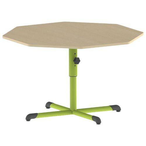 Illustration de : Table Bandana octogonale Ø 120 cm réglable piètement central stratifié