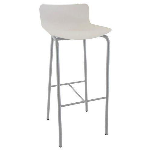 Tabouret haut Popp coque blanche - piètement gris thumbnail image 1