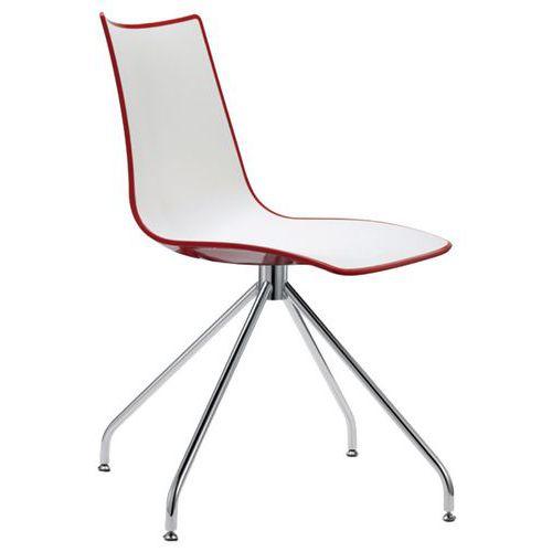 Lot de 2 chaises Zebra blanc/rouge - pied pivotant chromé thumbnail image 1