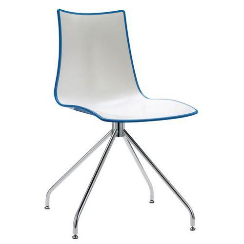 Lot de 2 chaises Zebra blanc/bleu - pied pivotant chromé thumbnail image 1