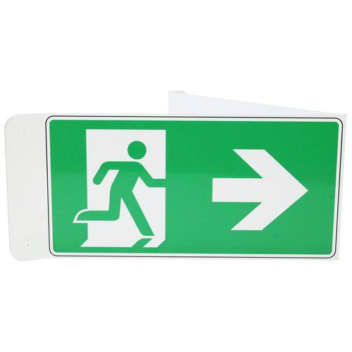 Illustration de : Panneau V Sortie de secours flèche gauche aluminium - Manutan Expert