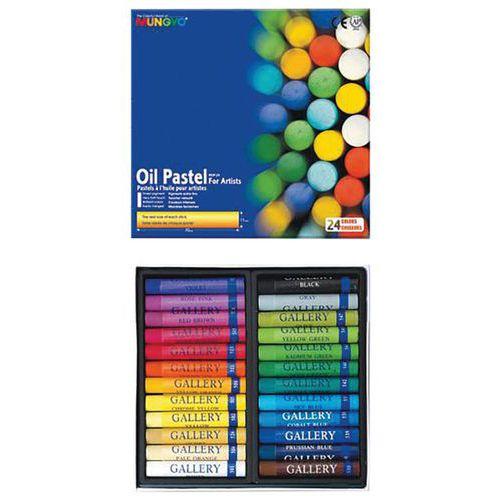 Illustration de : Boite 24 pastels artist taille standard 71 mm Ø 11 mm - Mungyo