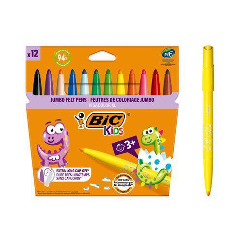 Illustration de : Etui 12 feutres grosse pointe Visacolor - Bic