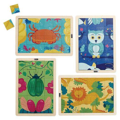 Illustration de : Lot de 4 puzzles bois magiques - animaux - Nathan