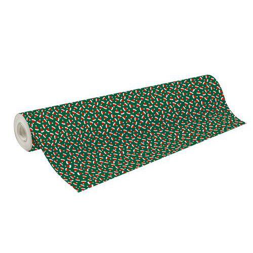 Illustration de : Rouleau papier cadeau 60g 50x0,70m Bonnets Noël - Clairefontaine