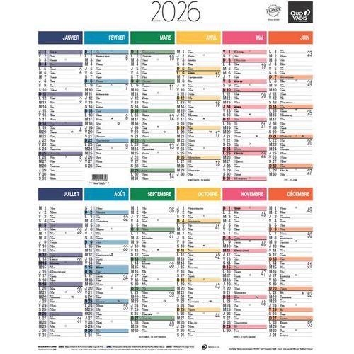 Illustration de : Calendrier vertical Arc en ciel 12 mois - Année 2026 - Quo Vadis