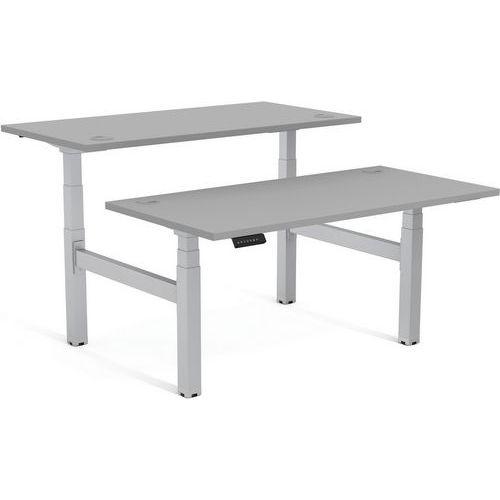 Illustration de : Bureau bench réglable en hauteur Cambio - Piètement gris - Fellowes