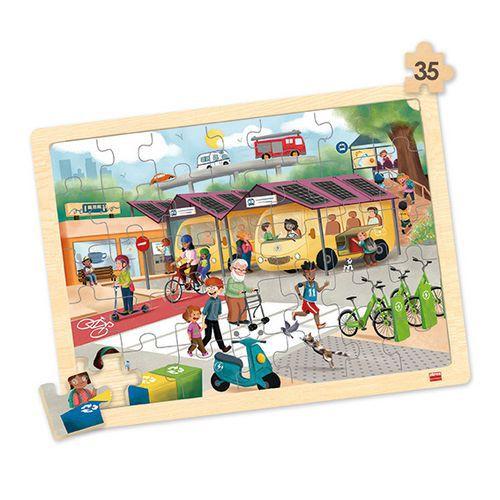 Illustration de : Les grands puzzles educatifs bois - les transports - Akros