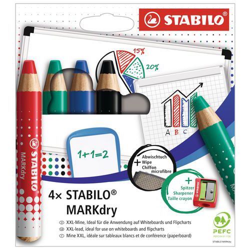 Etui de 4 crayons marqueurs STABILO MARKdry thumbnail image 1