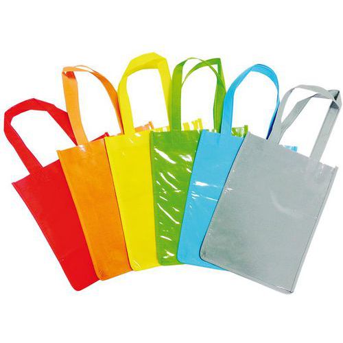 Lot 6 sacs shopping coton en couleurs assorties 30x23 cm thumbnail image 1